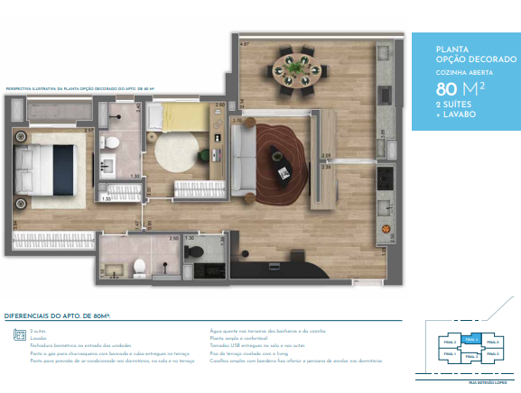 Rua Estevão Lopes, 156 – Butantã, São Paulo Sp – 80M² 2 Suítes Planta Opção